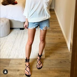 Shop Talulah Black Strap Wrap Sandals Size 7.5 NWT